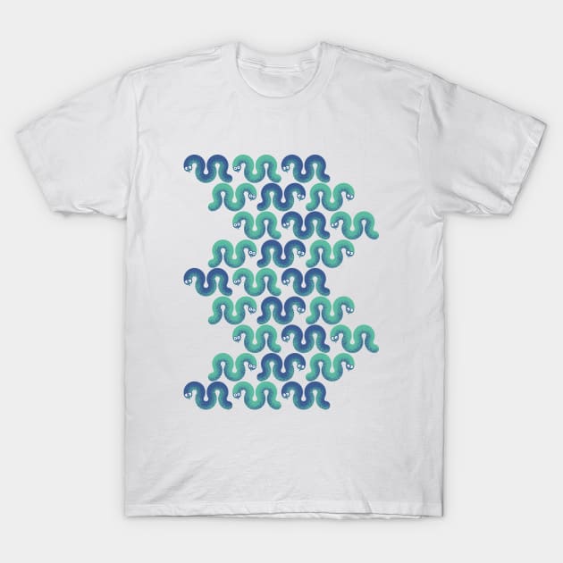 Little funny snakes (Turquoise and Blue) T-Shirt by lents